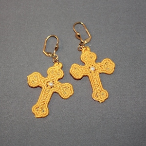 Lace cross earrings or pendant freestanding lace machine embroidery design embroidery machine files