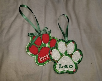Paw print Felt or fabric applique in the hoop ornament embroidery machine files