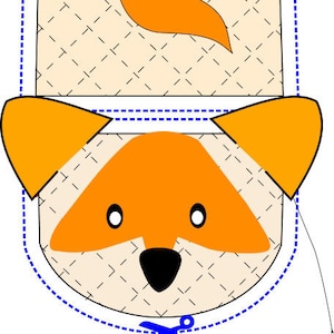 Set of 5  (sewing machine pattern) oven mitt patterns in pdf, cat, dog, fox, raccoon and moose