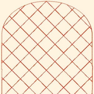 Pode incluir: Um fundo branco ovalado com um padrão de cruz vermelha.