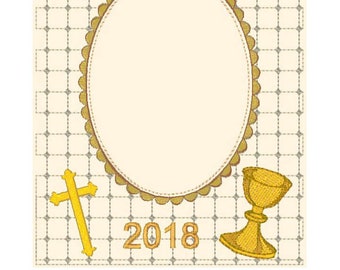 First communion Frame Matte machine embroidery designs
