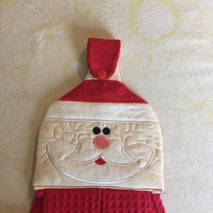 Santa face xmas quilted towel topper in the hoop machine embroidery digital design 5x7 and 6x10 embroidery machine files