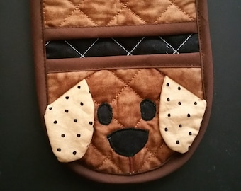 Manopla de horno con forma de perro (patrón para máquina de coser)