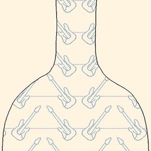 Guitar 6x10 quilted towel topper in the hoop machine embroidery design embroidery machine files