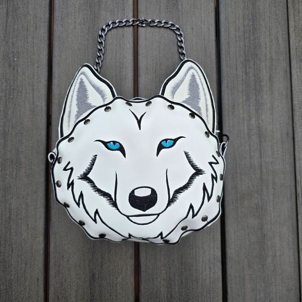 Wolf LARGE version rivet purse embroidery pattern ith