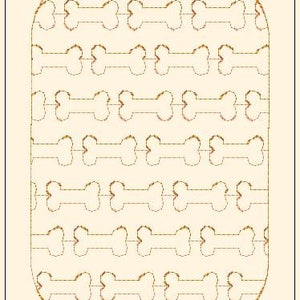 Pode incluir: Um tapete oval branco com um padrão repetitivo de formas marrons entrelaçadas.