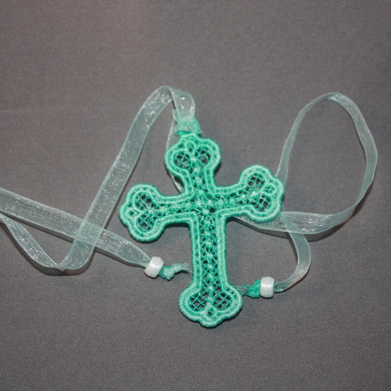 Lace Cross Bookmark Necklace Freestanding Lace Machine Etsy
