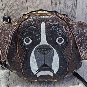 Patrón de bordado para bolso con remaches de raza terrier boxer VERSIÓN MEDIANA
