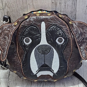 Patrón de bordado de bolso con remaches de versión grande para perro boxer