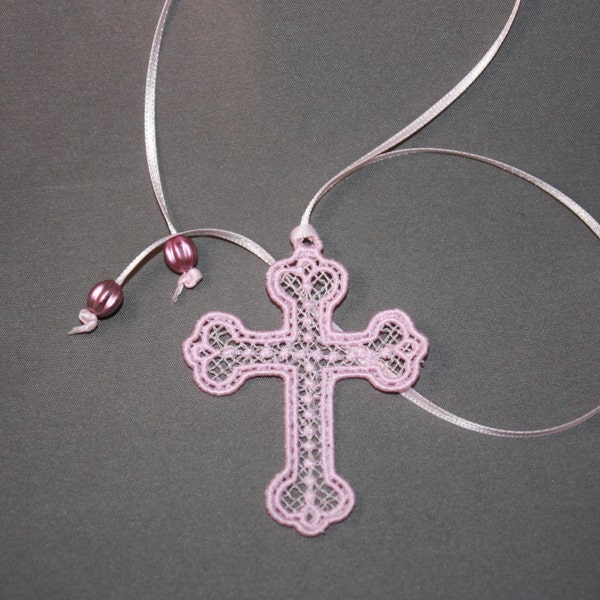 Lace cross bookmark necklace Freestanding lace machine embroidery design - 3 sizes included embroidery machine files