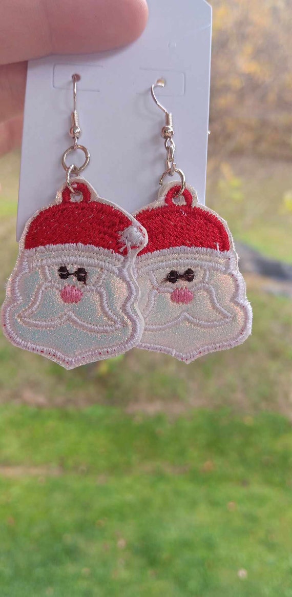 Boucles D'Oreilles Pendentifs En Cuir Père Noël - Forme Goutte/Larme - Léger & Élégant - Cadeau Noël Femme