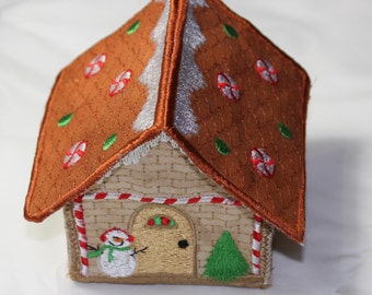 3d Gingerbread house in the hoop embroidery design embroidery machine files