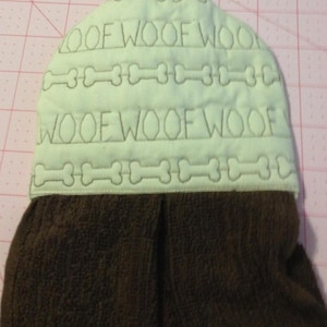 Woof and bone 5x7 quilted towel topper in the hoop design embroidery machine files