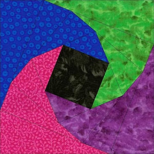 Twisted Square quilting block (9 sizes added) paper piecing in the hoop embroidery machine files