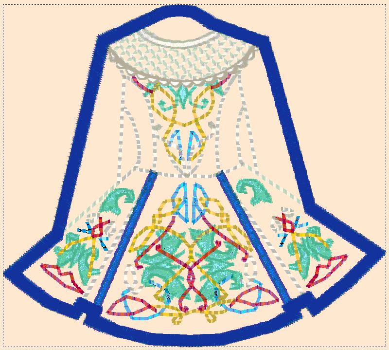 irish dance dress embroidery designs solo 5 machine applique patch design embroidery machine files Sewing pattern M434SK:36R do_not_sell_to_EE Women's Cocktail Dresses | Sunbonnet Sue puts on