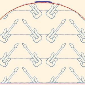 Guitar 5x7 quilted towel topper in the hoop machine embroidery design embroidery machine files