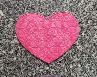Heart 5 sizes quilted hot pad applique in the hoop ith embroidery design pattern
