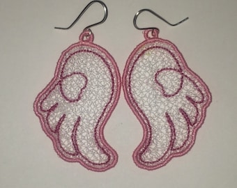 kawaii angel wings fsl earrings or pendant freestanding lace machine embroidery design embroidery machine files