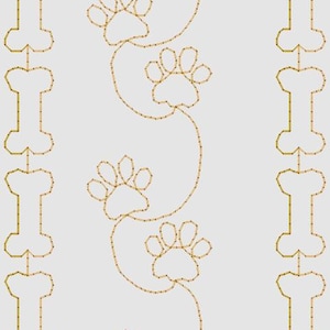 May include: A decorative wall hanging made of woven bamboo in the shape of a dog bone and paw prints.
