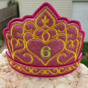 Birthday Tiara Crown headband slider,  Nos. 1-10 and a blank one, in the hoop machine embroidery design 4x4 and 5x7 embroidery machine files