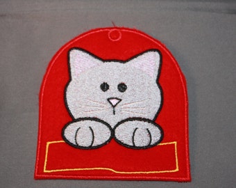 Kitty cat felt in the hoop ornament