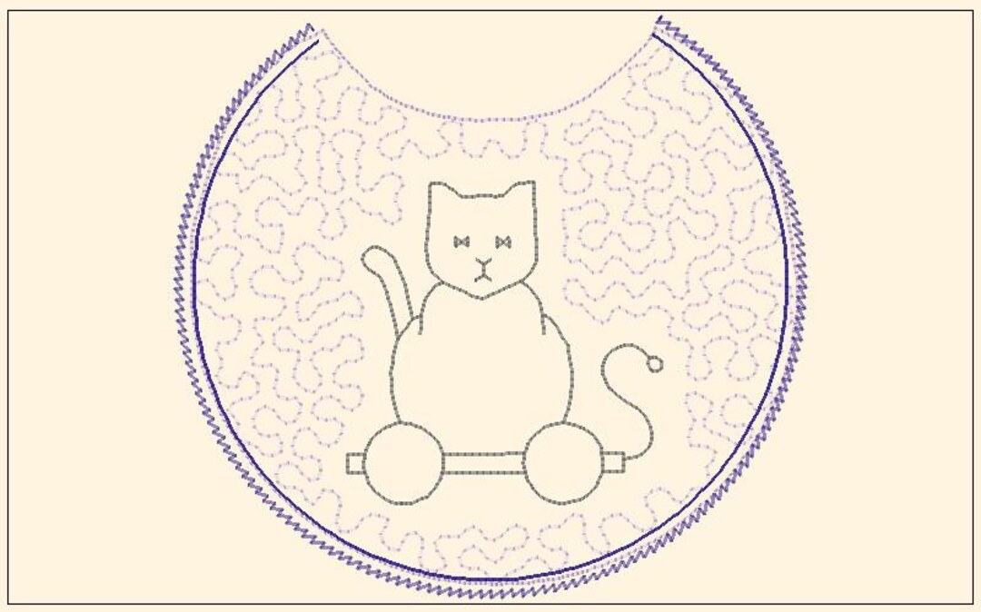 Bib Pattern Cat Kitty Quilted Heirloom Look in the Hoop Quilted Bib Set in Three Sizes ...