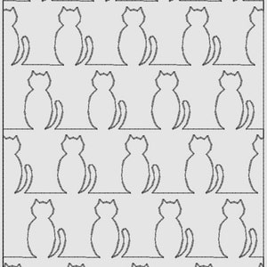 6 files - 5x7 inch cat, meow and meow fish combo in the hoop quilting patterns for machine embroidery embroidery machine files