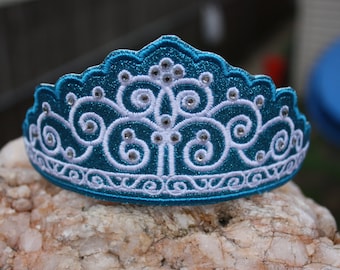 Tiara Crown Headband Slider ith Embroidery Design (5x7, 4x4 Hoop)