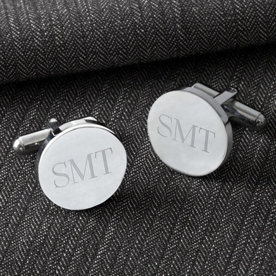 PERSONALIZED GUNMETAL STRIP STAINLESS STEEL CUFFLINKS CUSTOM ENGRAVED CUFF LINKS