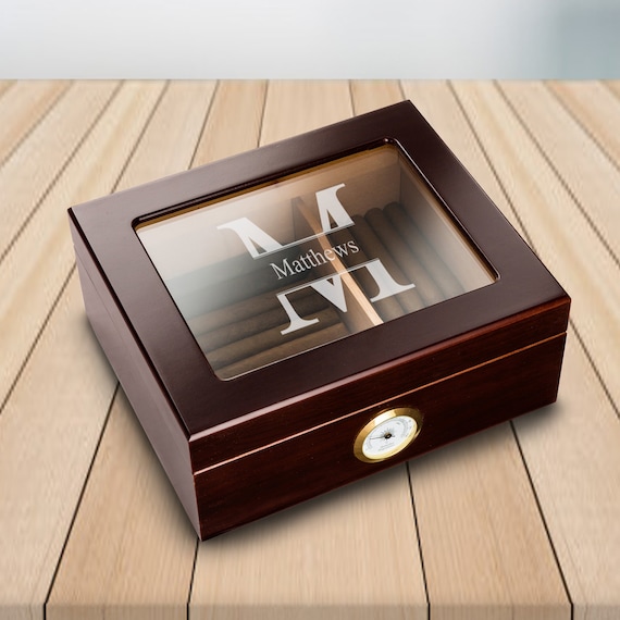 Personalized Glass Top Humidor Personalized Cigar Humidor Etsy