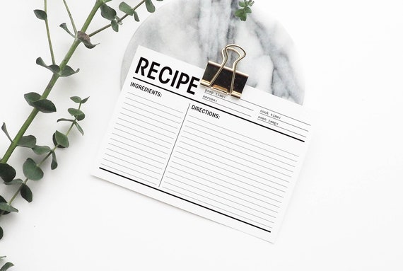 Printable Recipe Cards 4x6 Inch PRINTABLE DIGITAL FILE | Etsy