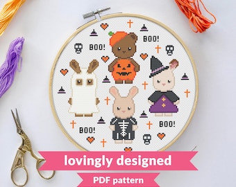 Creaturette di Halloween - Schema per punto croce - File digitale - DOWNLOAD IMMEDIATO