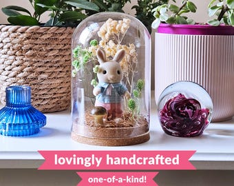 Handcrafted Woodland Critter Display | Glass Gift Dome | Miniature Diorama
