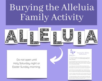 Burying the Alleluia Family Activity-Shrove Tuesday-prepare for Lent-Catholic Christian-coloring-adults, children, students work together