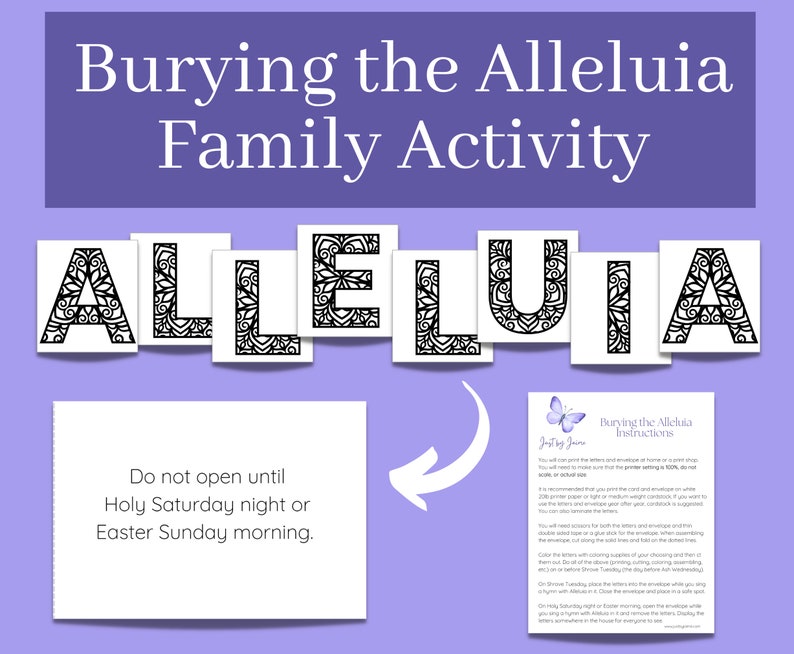 Burying the Alleluia Family Activity-Shrove Tuesday-prepare for Lent-Catholic Christian-coloring-adults, children, students work together image 1