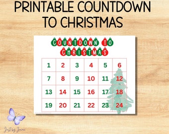 Printable Countdown to Christmas-Advent calendar-printable-instant download-color in or cross off each day-get ready for Christmas