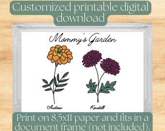Customized printable mother's garden download-8.5x11-Valentine's Day/Mother's Day gift-put in document frame-mommy-mom-mama-ma