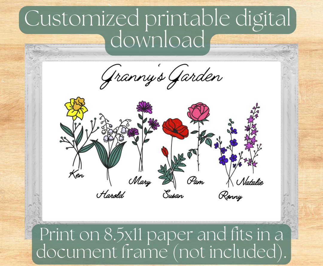 Customized Printable Grandmother's Garden Download8.5x11valentine's
