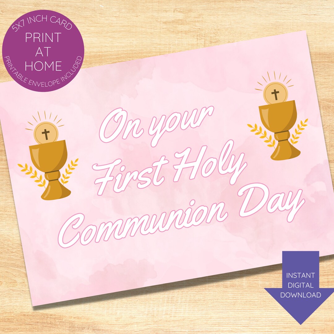 Pink First Holy Communion Printable Card-instant Download-for ...