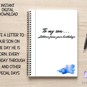 Para mi hijo diario-carta de cumpleaños/otras ocasiones-descarga instantánea-poner en una carpeta o tener un recuerdo encuadernado para su hijo cuando sea adulto