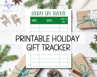 Printable green holiday gift/present tracker-digital download-who gave it, did you send a thank you-Christmas, Hanukkah/Chanukah, Kwanzaa