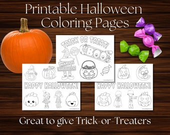 Halloween themed coloring pages/sheets-instant download-great for non-food basket or trick or treat items- boys and girls