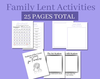 Printable Catholic Family Lent set/calendar-daily Gospel readings-instant download-stations of the cross-prayer and activity lists-printable