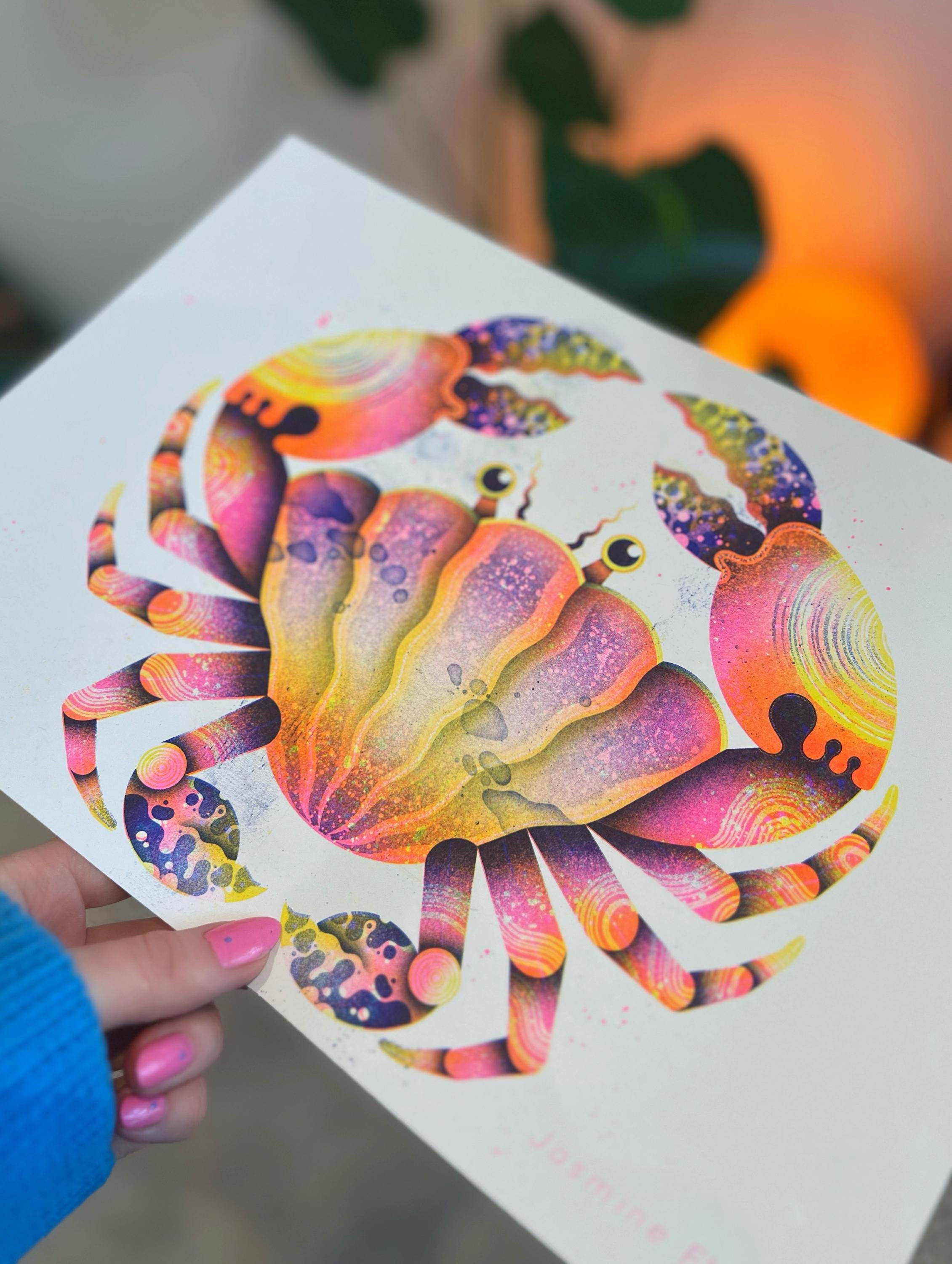 Wiggly Crab - A4 Risograph Print