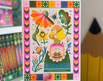 Flower Power -  Risograph Print