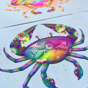 Psychedelic Crabs A4 Risograph Prints image 2