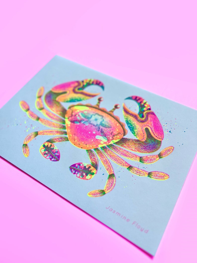 Psychedelic Crabs A4 Risograph Prints image 5