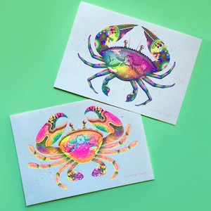 Psychedelic Crabs A4 Risograph Prints image 1