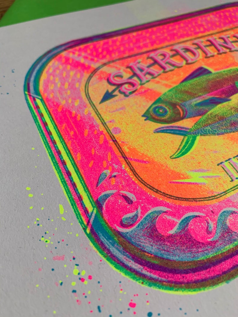 FLURO Fishy Tin Risograph Prints A4 image 8