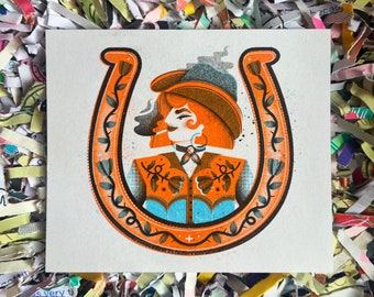 Cowgirl -  MINI Risograph Print